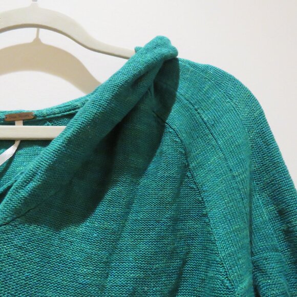 FREE PEOPLE Optimistic Linen Blend Hoodie Sweater in Kelly Green Casual Comfy - Picture 6 of 14